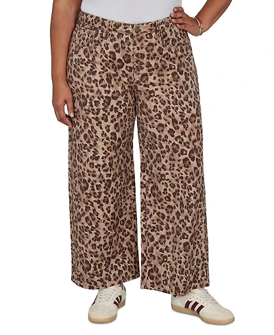 Ruby Rd. Plus Size Cheetah Print Wide Leg Jean