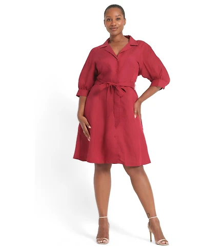 Estelle Women's Maribel Belted Collared Mini Shirt Dress