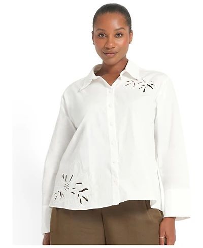 Estelle Plus Kalani Relaxed-Fit Embroidered Cotton Shirt
