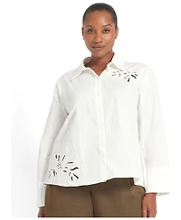 Estelle Plus Kalani Relaxed-Fit Embroidered Cotton Shirt