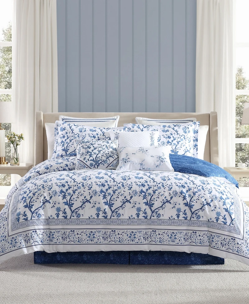 Laura Ashley Charlotte Cotton Reversible 3 Piece Comforter Set, Twin