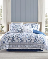 Laura Ashley Charlotte Cotton Reversible 3 Piece Comforter Set, Twin