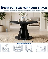homfan Round Dining Table, Modern Pedestal Kitchen Table with 1.18" Thick Tabletop & Sturdy Base, Seats 4