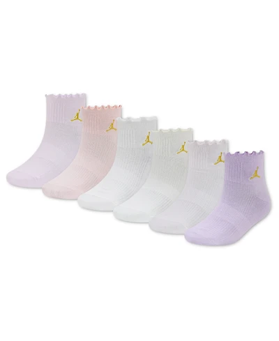 Jordan Girls' 9-11 Lettuce Edge Ankle Socks, 6-Pack