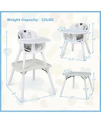 Costway Toddler 4 in 1 High Chair Convertible Table Chair Set with Pu Cushion