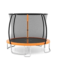 Mecale 12-Ft Trampoline with Curved-Pole Safety Enclosure Net, 1100-lb Capacity, Ages 3+