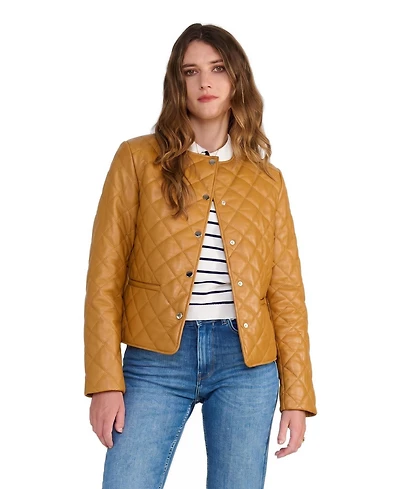 Furniq Uk Women's Marlowe Quilted Leather Cropped Jacket