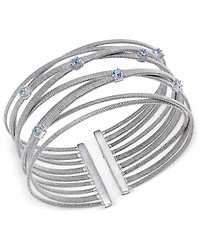 Swiss Blue Topaz Multi-Row Cuff Bracelet (3/4 ct. t.w.) Sterling Silver (Also Amethyst & Garnet)
