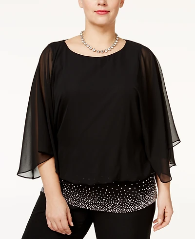 Msk Plus Embellished Chiffon Blouse