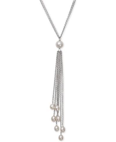 Belle de Mer Cultured Freshwater Pearl (6 & 8-1/2mm) Long Lariat Necklace Sterling Silver