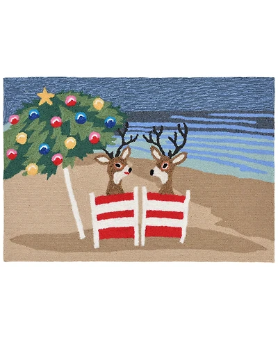 Liora Manne Front Porch Indoor/Outdoor Coastal Christmas Mult 2' x 3' Area Rug