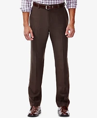 Haggar Men's Eclo Stria Classic Fit Flat Front Hidden Expandable Dress Pants