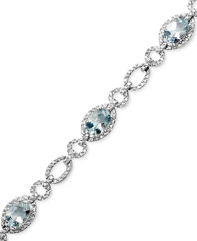 Sterling Silver Bracelet, Aquamarine (5 ct. t.w.) and Diamond Accent
