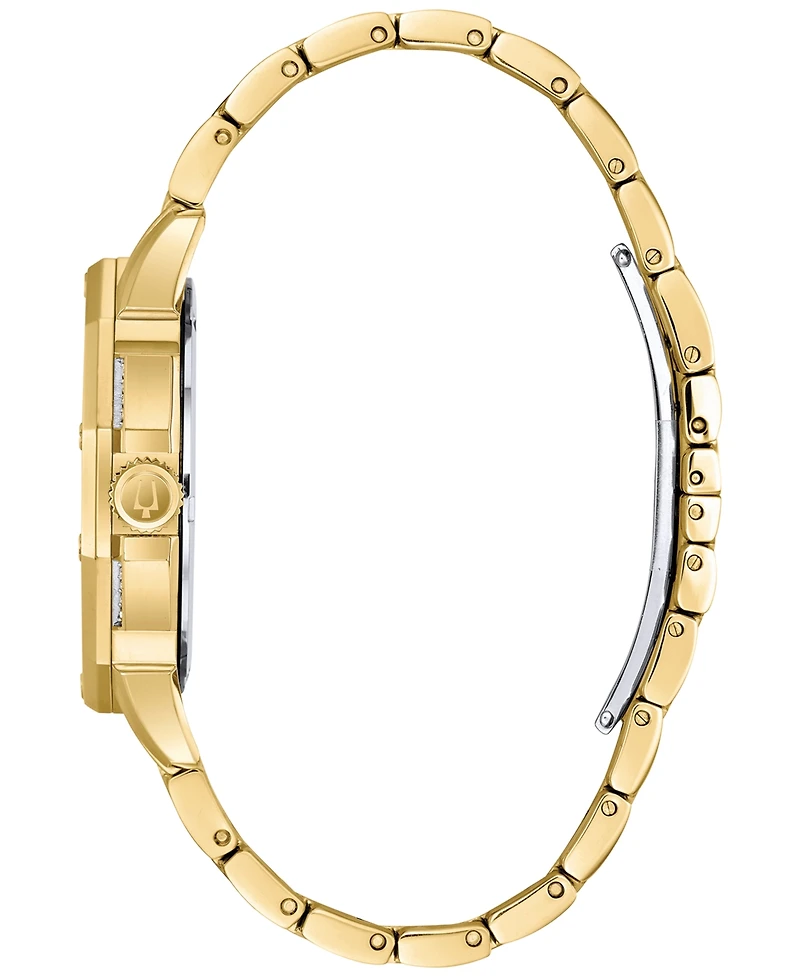 Bulova Men's Crystal Accented Gold-Tone Stainless Steel Bracelet Watch 43mm