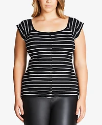 City Chic Trendy Plus Size Button-Front Top