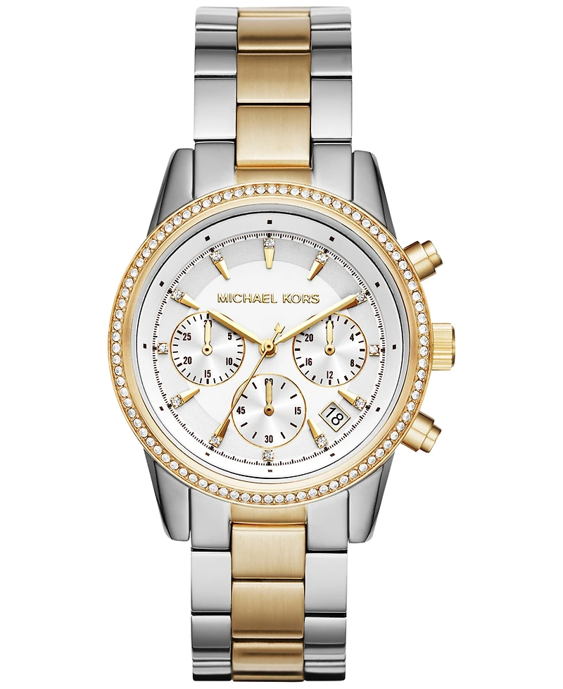 Michael Kors Women's Chronograph Bryant Two-Tone Stainless Steel Bracelet Watch 37mm