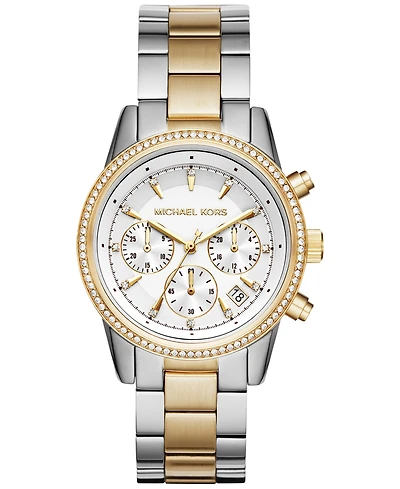 Michael Kors Women's Chronograph Bryant Two-Tone Stainless Steel Bracelet Watch 37mm