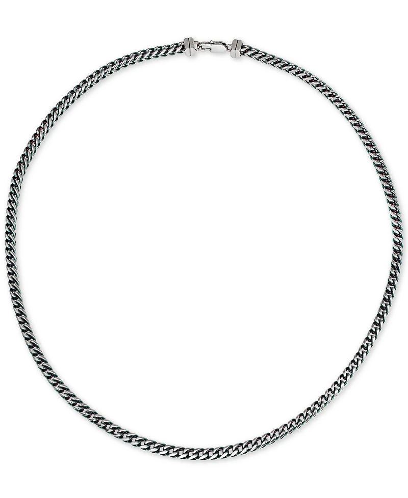 Esquire Men's Jewelry Fox Chain Necklace in Stainless Steel and Blue Ion-Plate, Created for Macy's