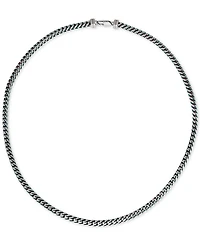 Esquire Men's Jewelry Fox Chain Necklace in Stainless Steel and Blue Ion-Plate, Created for Macy's