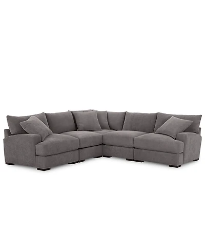 Closeout! Rhyder 5-Pc. Fabric Sectional Sofa with Armless Chair, Created for Macy's