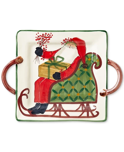 Vietri Old St. Nick Square Handled Platter