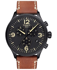 Tissot Men's Swiss Chrono Xl Brown Leather Strap Watch 45mm