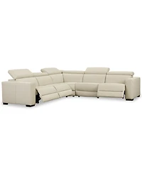 Nevio 5-pc Leather "L" Sectional with 3 Power Recliners, Created for Macy's