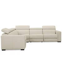 Nevio 5-Pc. Leather "L" Shaped Sectional with 2 Power Recliners Articulating Headrests, Created for Macy's