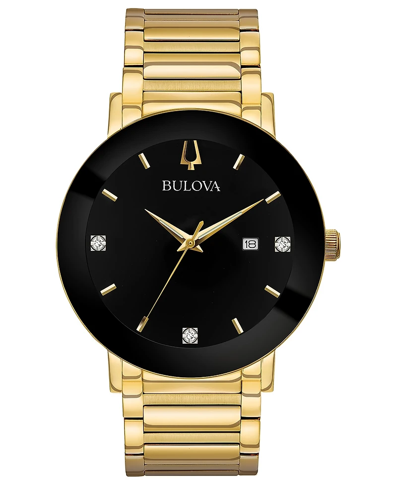 Bulova Men's Futuro Diamond Dress Diamond-Accent Gold-Tone Stainless Steel Bracelet Watch 42mm