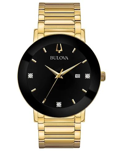 Bulova Men's Futuro Diamond Dress Diamond-Accent Gold-Tone Stainless Steel Bracelet Watch 42mm