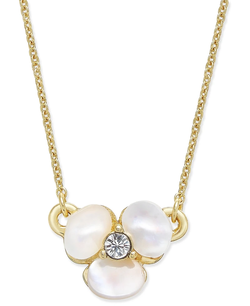 Kate Spade New York Gold-Tone Pave & Mother-of-Pearl Flower Pendant Necklace