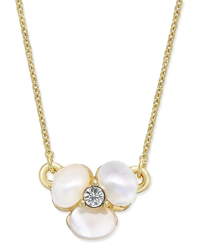 Kate Spade New York Gold-Tone Pave & Mother-of-Pearl Flower Pendant Necklace