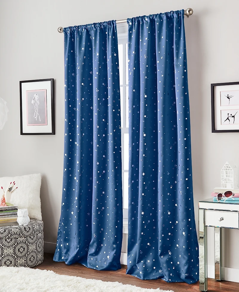 Curtainworks Starry Night 40" x 63" Room-Darkening Rod Pocket Window Panel