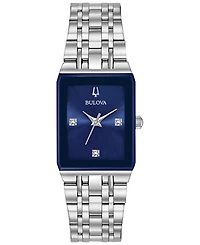 Bulova Women's Futuro Diamond-Accent Stainless Steel Bracelet Watch 21x32mm, Created for Macy's
