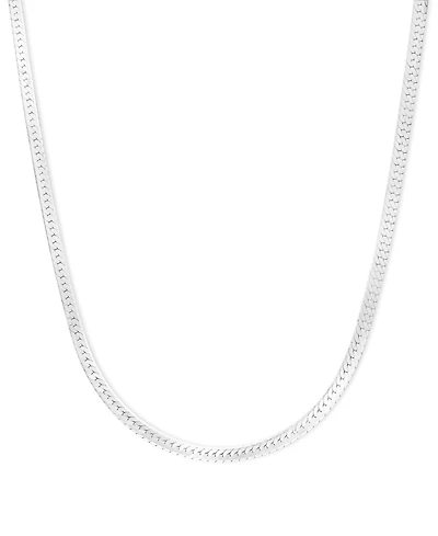 18" Flat Herringbone Chain Necklace (1-1/4mm) in 14k White Gold