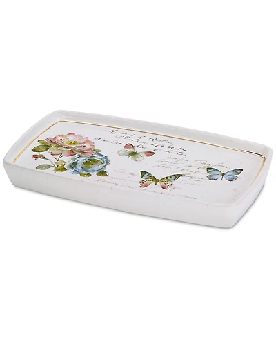 Avanti Butterfly Garden Ceramic Bathroom Tray