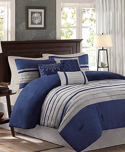 Madison Park Palmer Faux-Suede7-Pc. Comforter Set, Queen