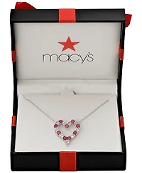 Emerald (1 ct. t.w.) & White Topaz Heart Pendant Necklace Sterling Silver (also available Sapphire Ruby)