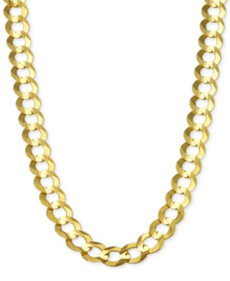 Italian Gold Open Curb Link Chain Necklace 7mm Collection In Solid 14k Gold
