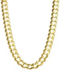 Italian Gold Open Curb Link Chain Necklace 7mm Collection In Solid 14k Gold