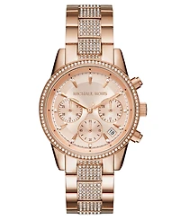 Michael Kors Women's Chronograph Bryant Rose Gold-Tone Stainless Steel Bracelet Watch 37mm