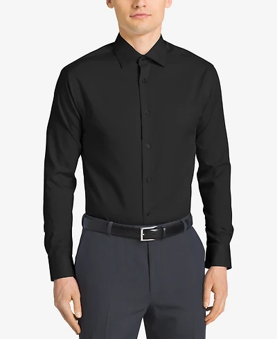 Calvin Klein Steel Men's Classic-Fit Non-Iron Performance Herringbone Dress Shirt