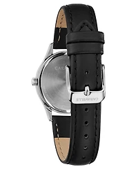 Caravelle Designed by Bulova Women's Black Leather Strap Watch 30mm