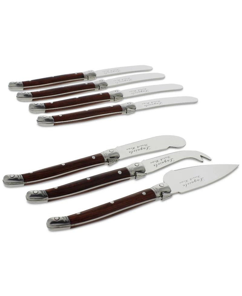 French Home Laguiole Pakkawood Cheese Knife & Spreader Set 7 Piece.