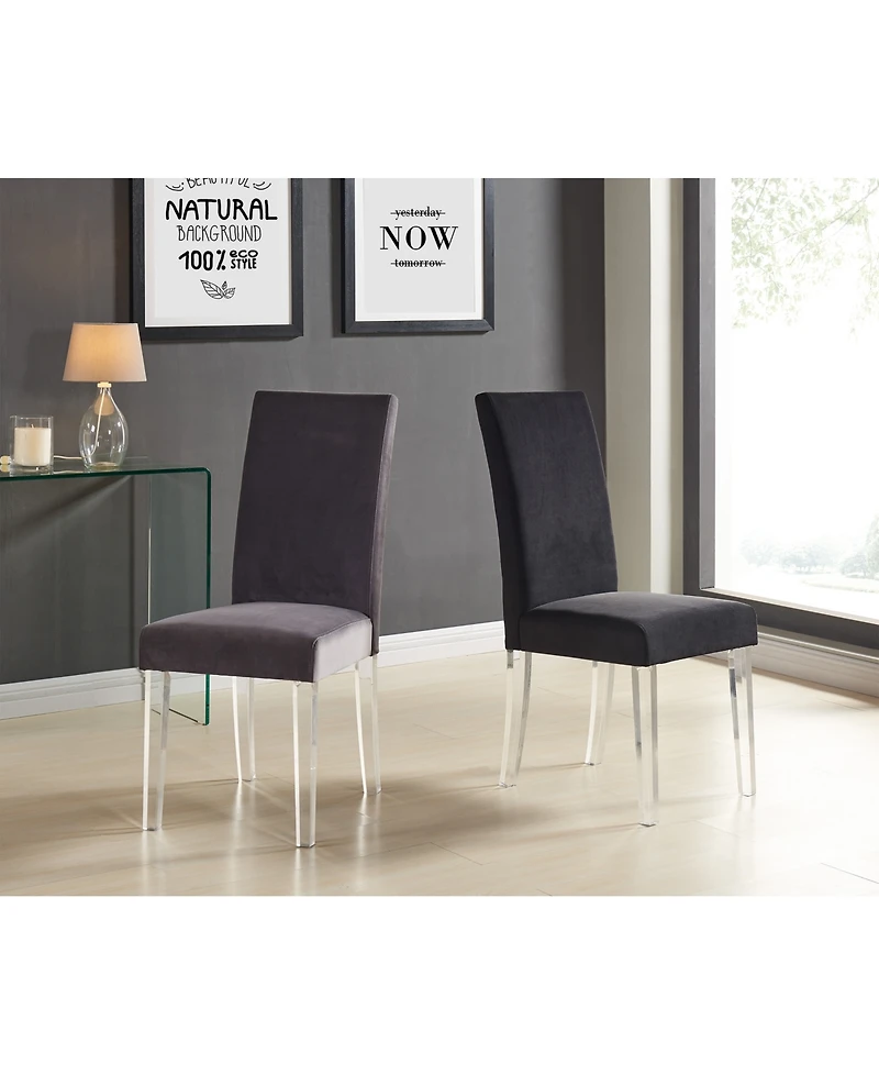 Dalia Modern and Contemporary Dining Chair Black Velvet with Acrylic Legs - Set of 2