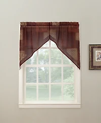 Eden Inspirational Patchwork Semi-Sheer Rod Pocket Kitchen Curtain Swag Pair