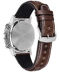 Citizen Eco-Drive Men's Chronograph Brown Leather Strap Watch 44mm