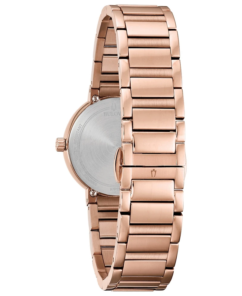 Bulova Women's Futuro Diamond-Accent Rose Gold-Tone Stainless Steel Bracelet Watch 30mm