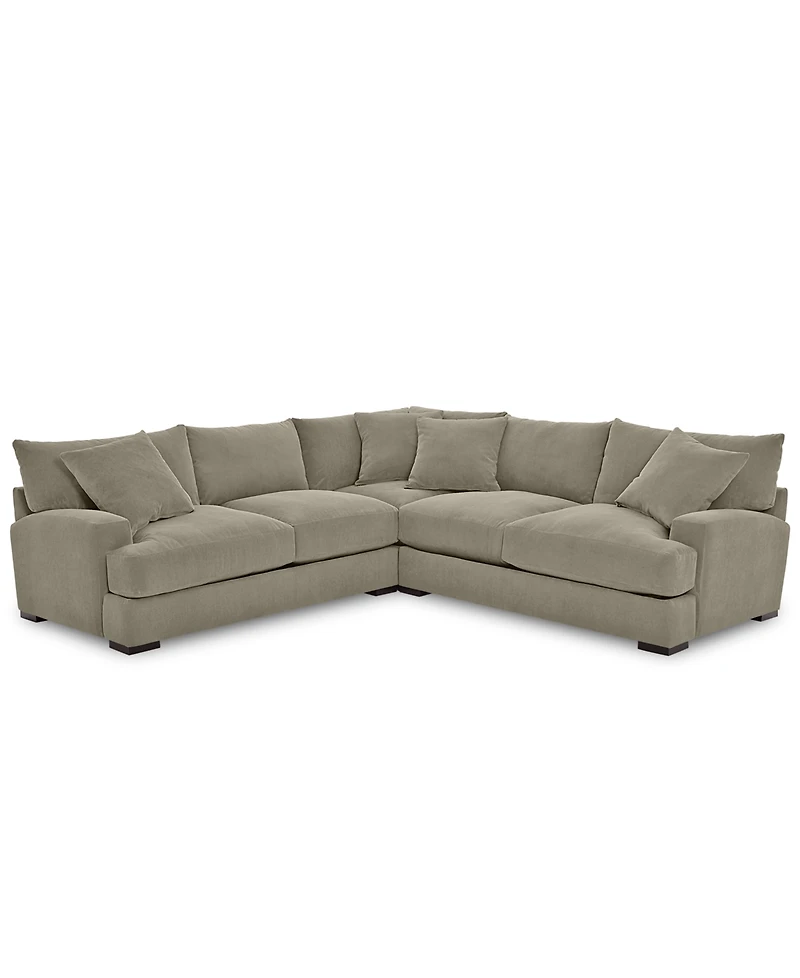 Closeout! Rhyder 3-Pc. 'L' Shaped Fabric Sectional Sofa, Created for Macy's