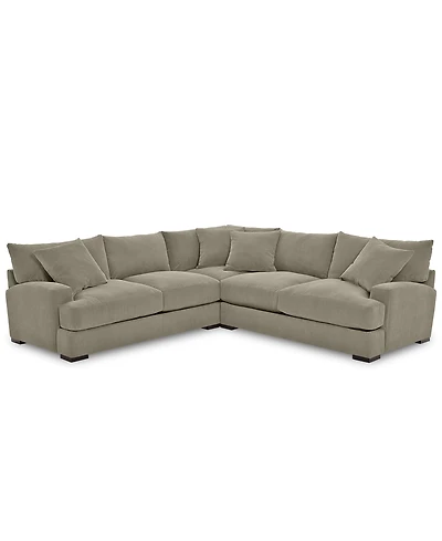 Closeout! Rhyder 3-Pc. 'L' Shaped Fabric Sectional Sofa, Created for Macy's